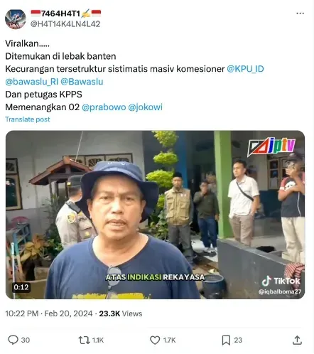 Twitter post accusing a conspiracy